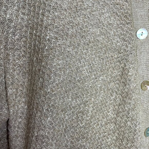 Elisabeth Vintage Linen Blend Button Down Knit Collar Blouse Size: 1X - Picture 9 of 14